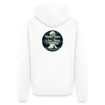 Campingszene unter Sternen - Mond - Unisex Premium Bio Zip Hoodie - Weiß - Hinten - Thijin (182cm)