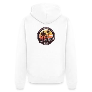 Isla Mujeres Mexiko Palmen Strand Design - Unisex Premium Bio Zip Hoodie - Weiß - Hinten - Thijin (182cm)