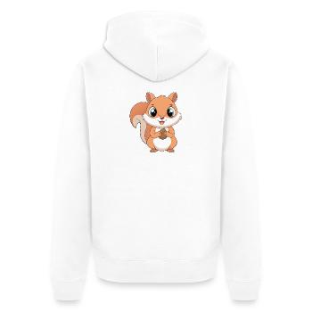 Baby Cartoon Squirrel Holding a Nut - Unisex Premium Organic Zip Hoodie - white - Back - Thijin (182cm)