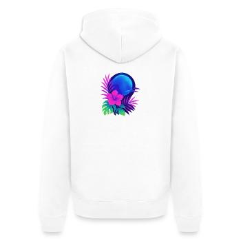 Neon Tropic Moon - Unisex Premium Organic Zip Hoodie - white - Back - Thijin (182cm)