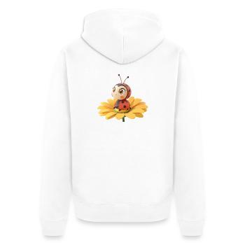 Coccinelle mignonne sur une fleur - Veste à capuche bio Premium Unisexe - blanc - Dos - Thijin (182cm)