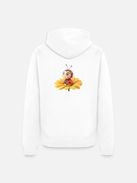 Cute ladybug on a flower - Unisex Premium Organic Zip Hoodie - white