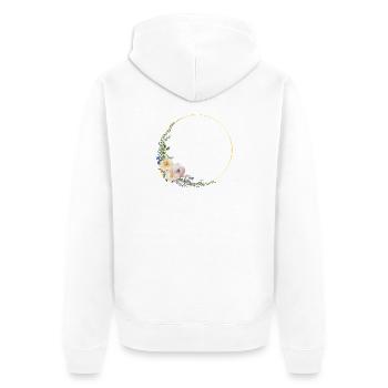 Couronne florale colorée, personnalisable - Veste à capuche bio Premium Unisexe - blanc - Dos - Thijin (182cm)
