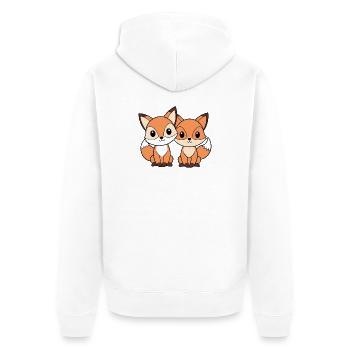 Deux petits renards amis complices - Veste à capuche bio Premium Unisexe - blanc - Dos - Thijin (182cm)
