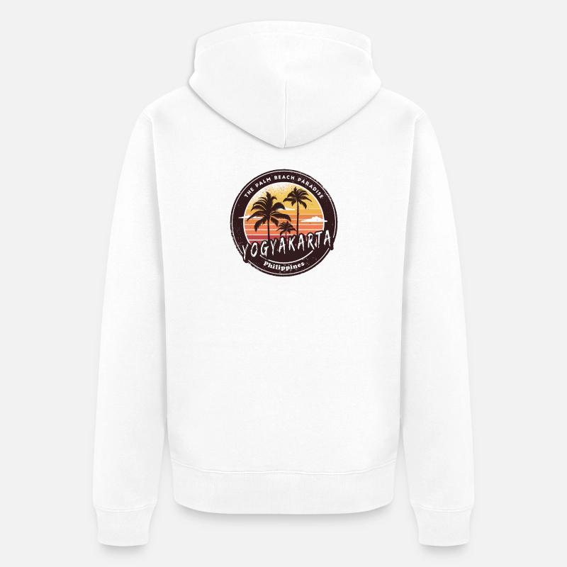 Yogyakarta Philippines Plage Palmiers Design - Veste à capuche bio Premium Unisexe - blanc