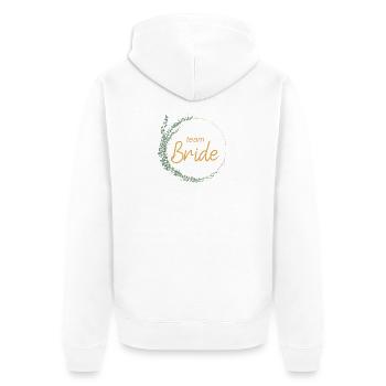 Team Bride! Eukalyptus-Kranz, personalisierbar - Unisex Premium Bio Zip Hoodie - Weiß - Hinten - Thijin (182cm)