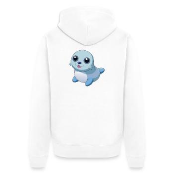 Bébé phoque aux grands yeux brillants - Veste à capuche bio Premium Unisexe - blanc - Dos - Thijin (182cm)