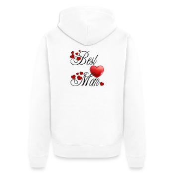 Beste Mama, Kalligraphie mit roten Herzen - Unisex Premium Bio Zip Hoodie - Weiß - Hinten - Thijin (182cm)