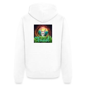 Fusel aus Zwei außergewöhnliche Freunde - Unisex Premium Bio Zip Hoodie - Weiß - Hinten - Thijin (182cm)