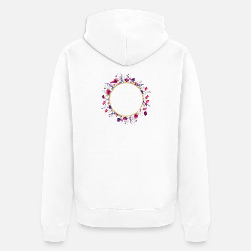 Wildflowers - Couronne de fleurs personnalisable - Veste à capuche bio Premium Unisexe - blanc