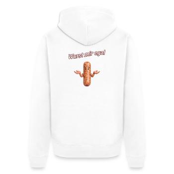 Wurst mir egal - Unisex Premium Bio Zip Hoodie - Weiß - Hinten - Thijin (182cm)