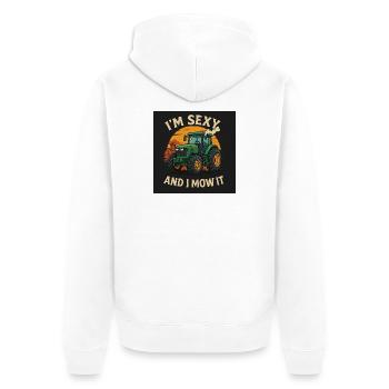 Traktor TShirt Format - Unisex Premium Bio Zip Hoodie - Weiß - Hinten - Thijin (182cm)