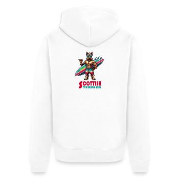 Scottish Terrier Surfer - Unisex Premium Organic Zip Hoodie - white - Back - Thijin (182cm)