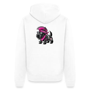 Scottish Terrier Punk Musik - Unisex Premium Bio Zip Hoodie - Weiß - Hinten - Thijin (182cm)