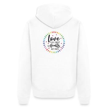 LGBTQ Pride Month - Love is All About Hearts - Unisex Premium Organic Zip Hoodie - white - Back - Thijin (182cm)