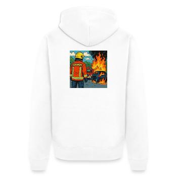 Brandbekämpfer Cartoon Einsatz - Unisex Premium Bio Zip Hoodie - Weiß - Hinten - Thijin (182cm)