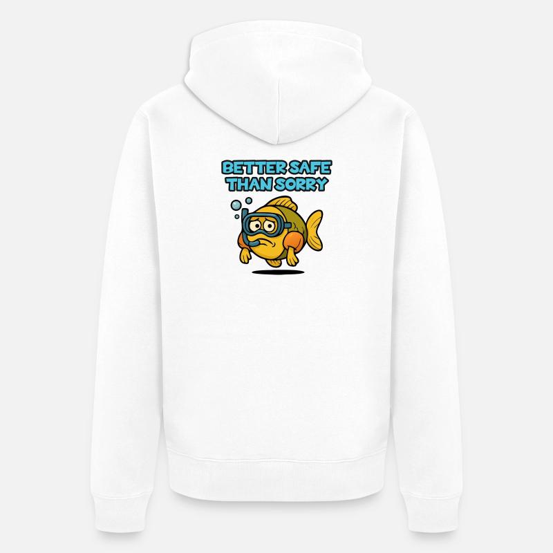 Plongée sécuritaire pour les poissons - Veste à capuche bio Premium Unisexe - blanc