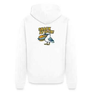 Lustige Möwe mit Sandwich - Unisex Premium Bio Zip Hoodie - Weiß - Hinten - Thijin (182cm)