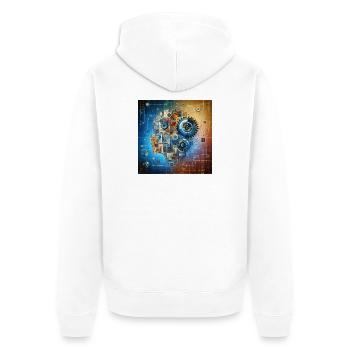 Cosmic Clockwork Fusion - Unisex Premium Organic Zip Hoodie - white - Back - Thijin (182cm)