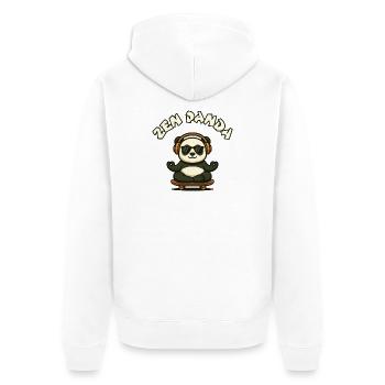 Zen Panda mit Skateboard und Kopfhörern - Unisex Premium Bio Zip Hoodie - Weiß - Hinten - Thijin (182cm)