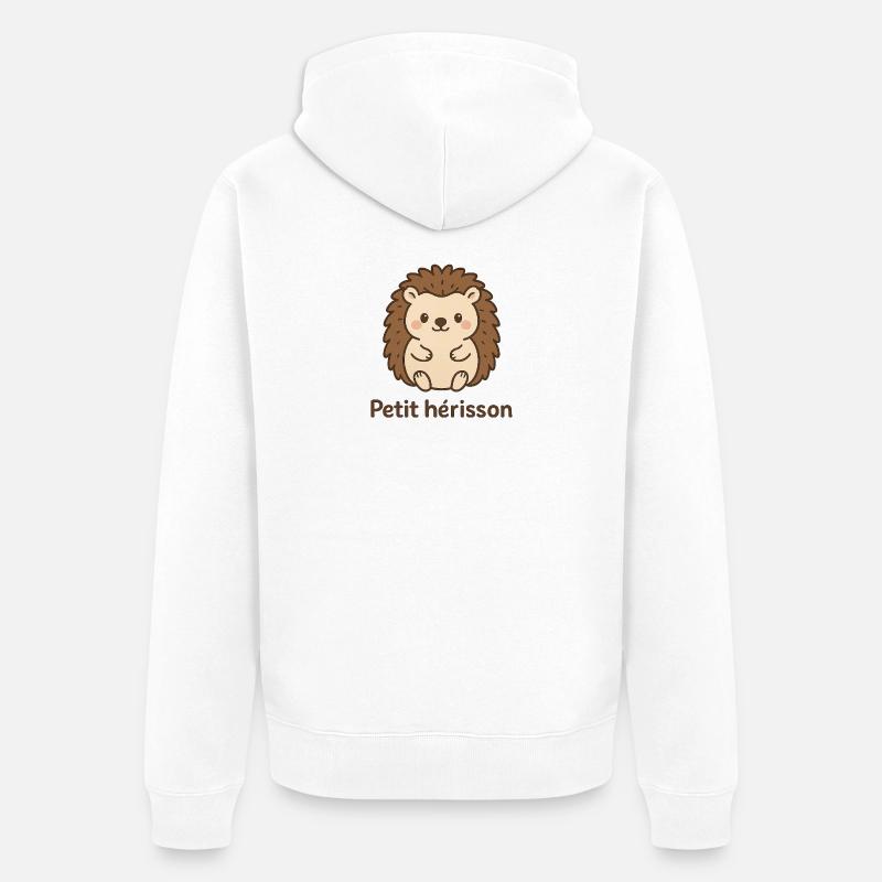 hérisson mignon "Petit hérisson" - Veste à capuche bio Premium Unisexe - blanc