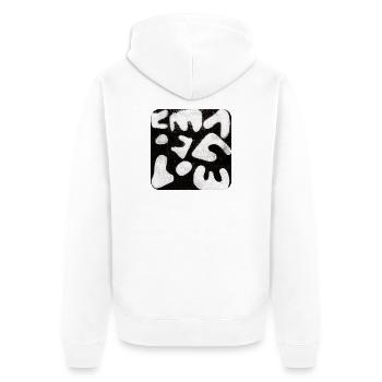 Abstract Monoprint Art Print Tribal - Unisex Premium Organic Zip Hoodie - white - Back - Thijin (182cm)