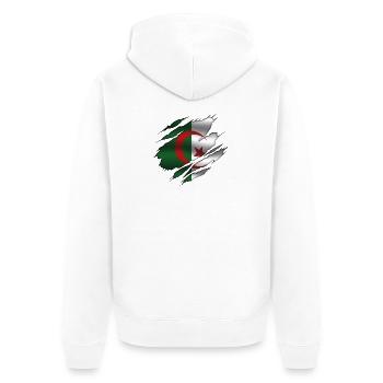 Algerien Flagge - Algerien - Zerrissene Flagge - Unisex Premium Bio Zip Hoodie - Weiß - Hinten - Thijin (182cm)