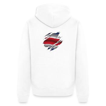 Flagge von Costa Rica - Costa Rica - Zerrissene Flagge - Unisex Premium Bio Zip Hoodie - Weiß - Hinten - Thijin (182cm)