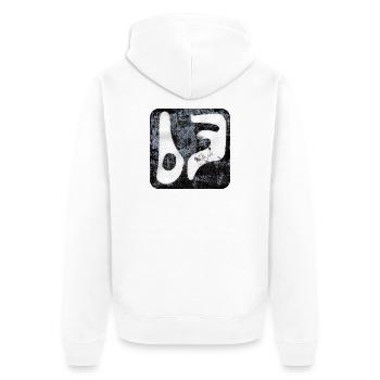 Abstract Monoprint Art Print Tribal BFF - Unisex Premium Organic Zip Hoodie - white - Back - Thijin (182cm)