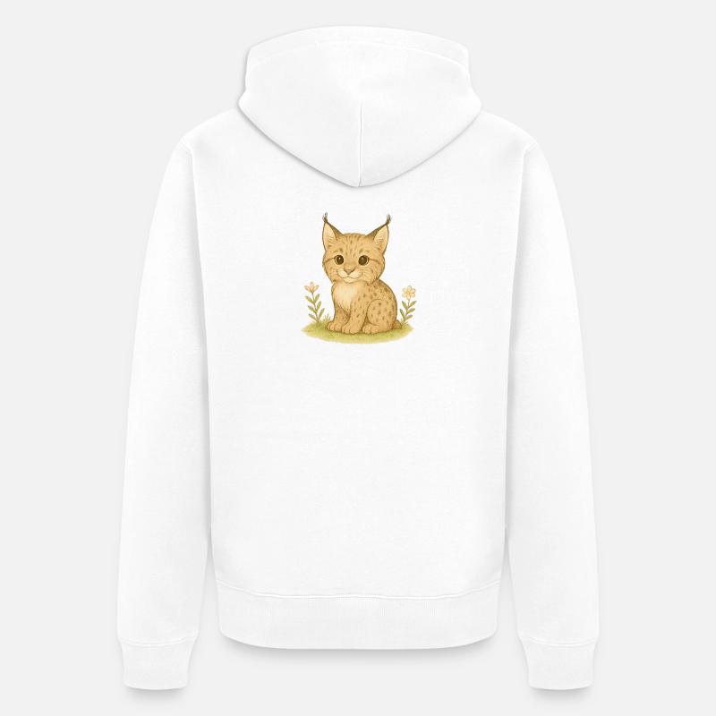 Forêt nordique - Lynx - Veste à capuche bio Premium Unisexe - blanc