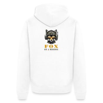 Fox in Mission / Military - Unisex Premium Organic Zip Hoodie - white - Back - Thijin (182cm)