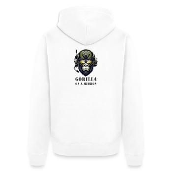 Gorille en mission / Militaire - Veste à capuche bio Premium Unisexe - blanc - Dos - Thijin (182cm)