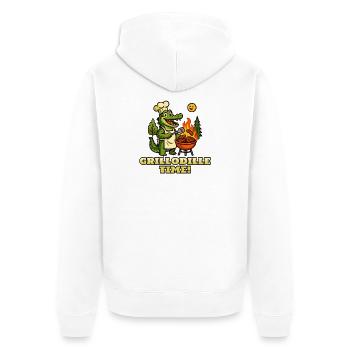 Grillodille-Zeit! - Unisex Premium Bio Zip Hoodie - Weiß - Hinten - Thijin (182cm)