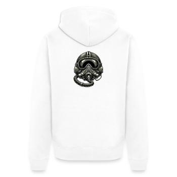 Vintage Pilot Helmet - Unisex Premium Organic Zip Hoodie - white - Back - Thijin (182cm)