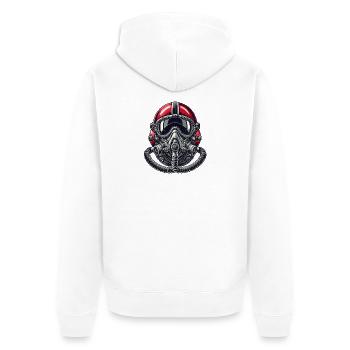 Pilot Helmet Design - Unisex Premium Organic Zip Hoodie - white - Back - Thijin (182cm)