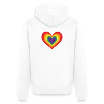 Rainbow Heart Pride Flag Colors LGBTQ+ Grunge - Unisex Premium Organic Zip Hoodie - white - Back - Thijin (182cm)
