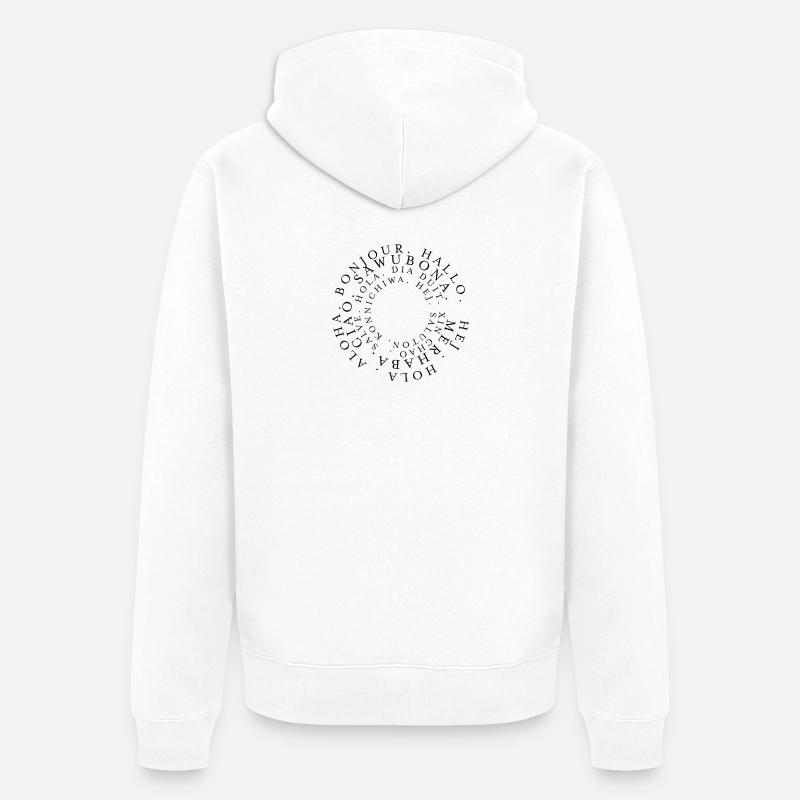 Bienvenue Hello dans différentes langues - Veste à capuche bio Premium Unisexe - blanc