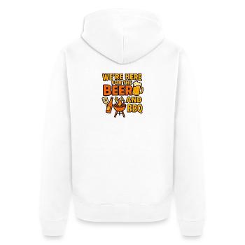 WE’RE HERE FOR THE BEER AND BBQ - Unisex Premium Bio Zip Hoodie - Weiß - Hinten - Thijin (182cm)