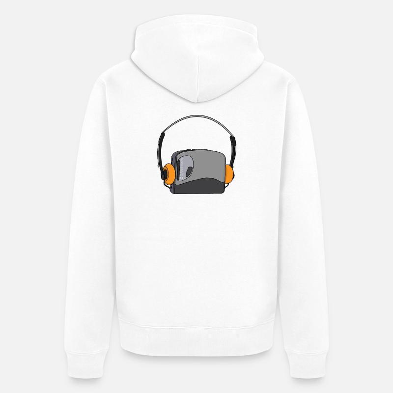 Cooler tragbarer Kassetten-Audio-Player - Unisex Premium Bio Zip Hoodie - Weiß