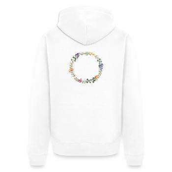 Floral wreath, customisable - Unisex Premium Organic Zip Hoodie - white - Back - Thijin (182cm)