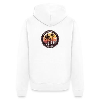 Djerba Tuneisen Palm Tree Design - Unisex Premium Organic Zip Hoodie - white - Back - Thijin (182cm)