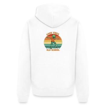 Skateur extraterrestre rétro - Veste à capuche bio Premium Unisexe - blanc - Dos - Thijin (182cm)