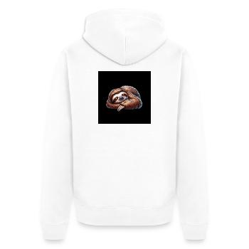 Cool bleiben immer mit der Ruhe lustiges Faultier - Unisex Premium Bio Zip Hoodie - Weiß - Hinten - Thijin (182cm)