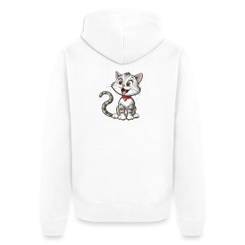 Cheerful cartoon cat with collar - Unisex Premium Organic Zip Hoodie - white - Back - Thijin (182cm)