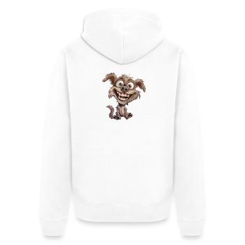 Un chien de dessin animé riant - Veste à capuche bio Premium Unisexe - blanc - Dos - Thijin (182cm)