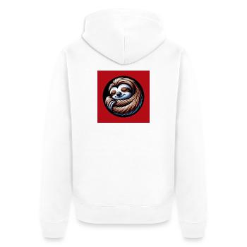 Faultier - cool bleiben immer mit der Ruhe - Unisex Premium Bio Zip Hoodie - Weiß - Hinten - Thijin (182cm)