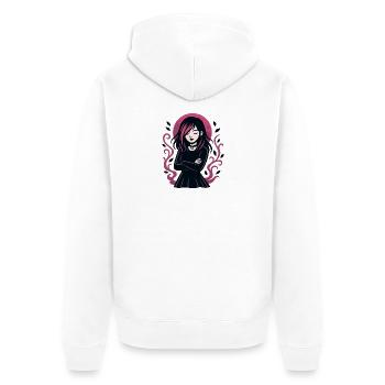 Fille gothique lune rose - Veste à capuche bio Premium Unisexe - blanc - Dos - Thijin (182cm)