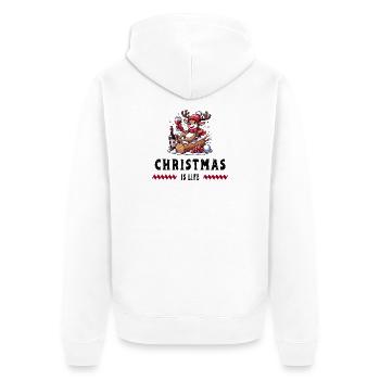 Rentier mit Wein – Christmas Vibes - Unisex Premium Bio Zip Hoodie - Weiß - Hinten - Thijin (182cm)