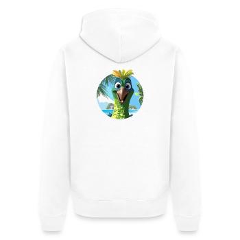 oiseau exotique et palmiers dessin - Veste à capuche bio Premium Unisexe - blanc - Dos - Thijin (182cm)