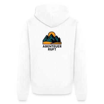 Bergmotiv mit Sonnenaufgang - Unisex Premium Bio Zip Hoodie - Weiß - Hinten - Thijin (182cm)